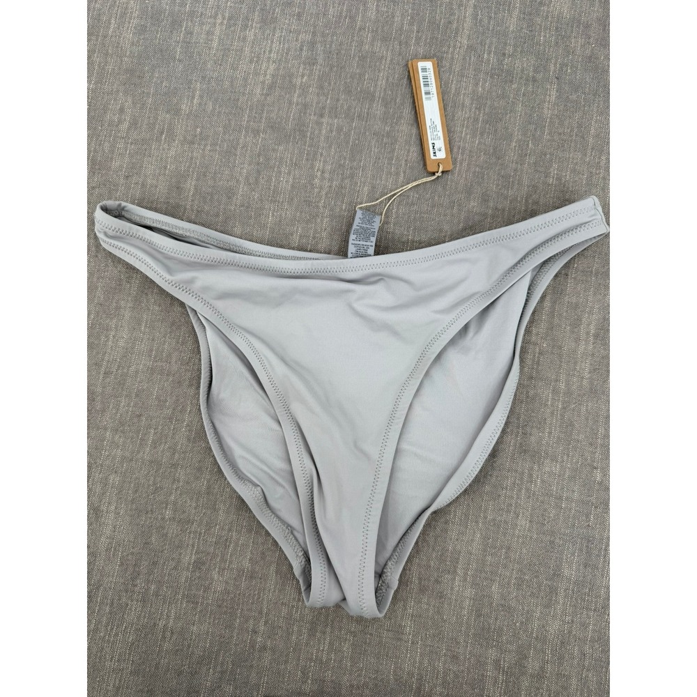 SKIMS Recycled Swim Mid Coverage Bikini Bottom Chrome Grey Size M Medium NWT